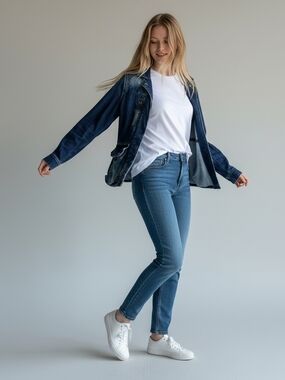 ZigZag Denim Jacket in Washed Blue